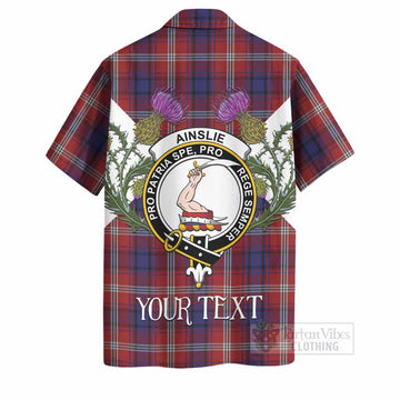 Ainslie Tartan Family Crest Hawaiian Shirt Scottish Burns Night Thistle Floral