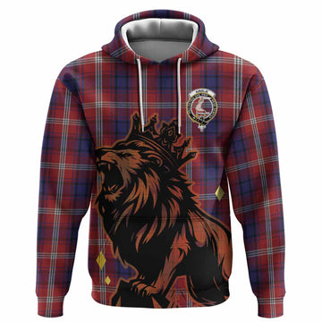 Ainslie Tartan Family Crest Hoodie Crowned Lion Roaring