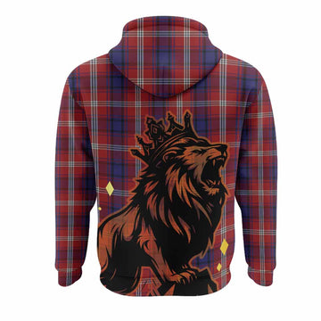 Ainslie Tartan Family Crest Hoodie Crowned Lion Roaring