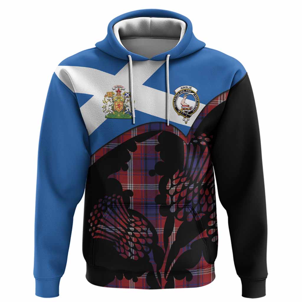 Ainslie Tartan Family Crest Hoodie Scotland Thistle Floral Flag Style
