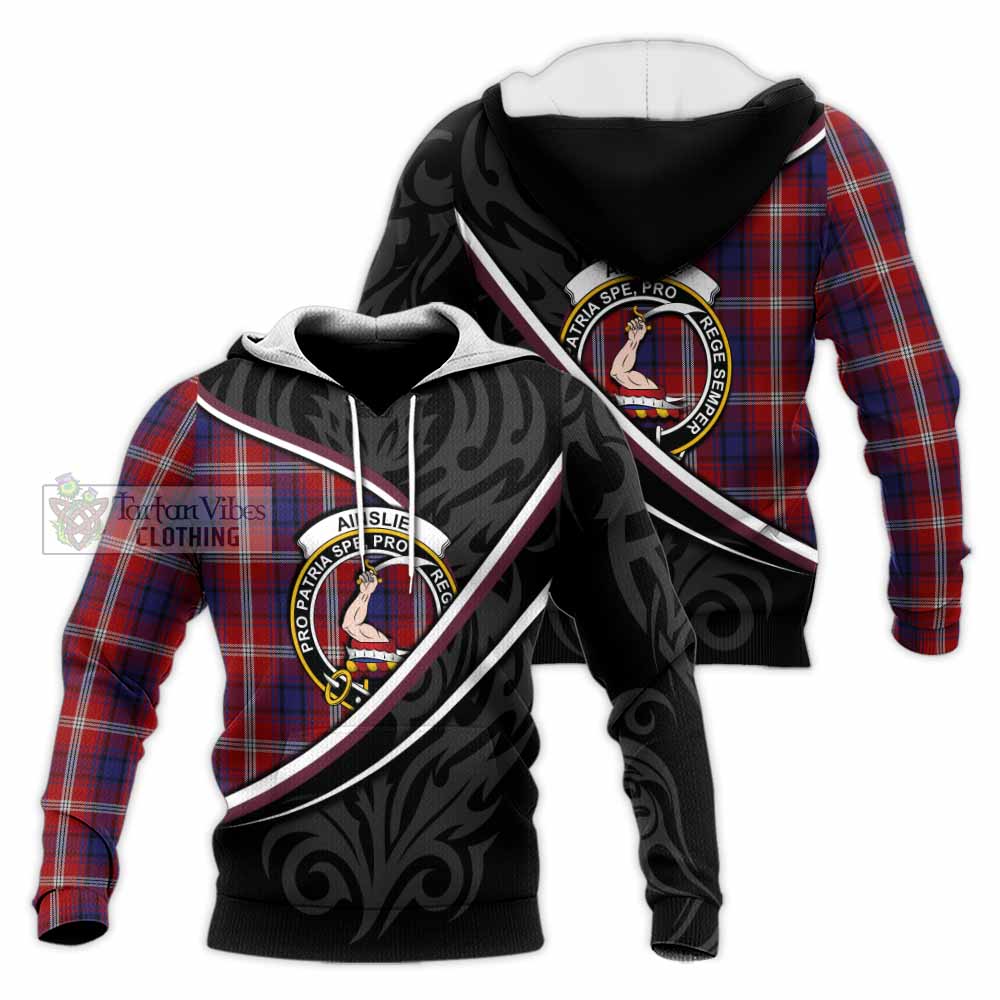 Ainslie Tartan Family Crest Knitted Hoodie Celtic Scottish Thistle Floral - Tartan Vibes Clothing