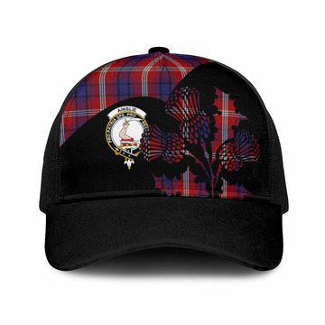 Ainslie Tartan Family Crest Mesh Trucker Cap Scotland Thistle Floral Flag Style