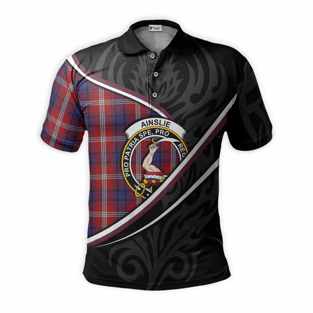 Ainslie Tartan Family Crest Polo Shirt Celtic Scottish Thistle Floral - Tartan Vibes Clothing