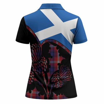Ainslie Tartan Family Crest Women Polo Shirt Scotland Thistle Floral Flag Style