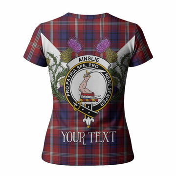 Ainslie Tartan Family Crest Women T shirt Scottish Burns Night Thistle Floral