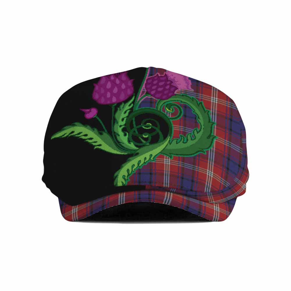 Ainslie Tartan Flat Cap, Jeff Cap Traditional Scottish Thistle