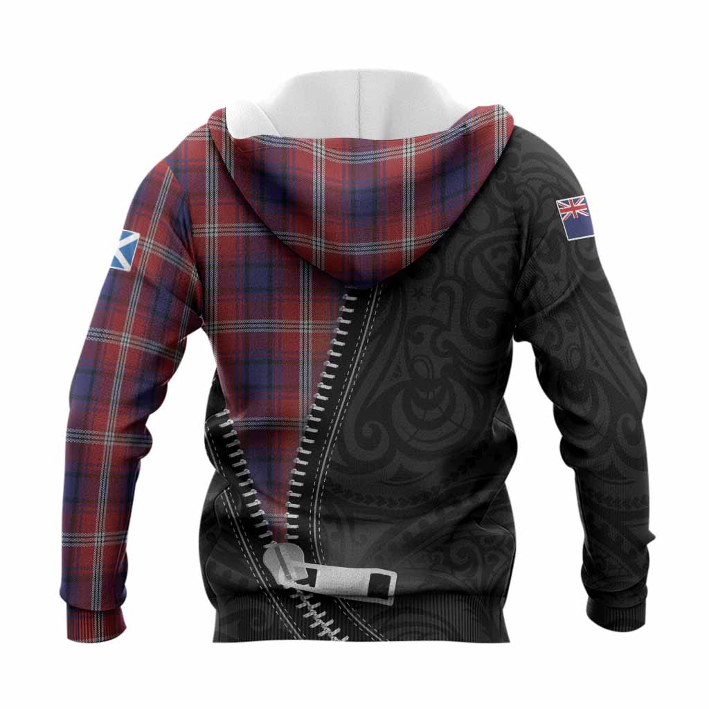 Ainslie Tartan Knitted Hoodie New Zealand Pattern Unique Zipper Stylized