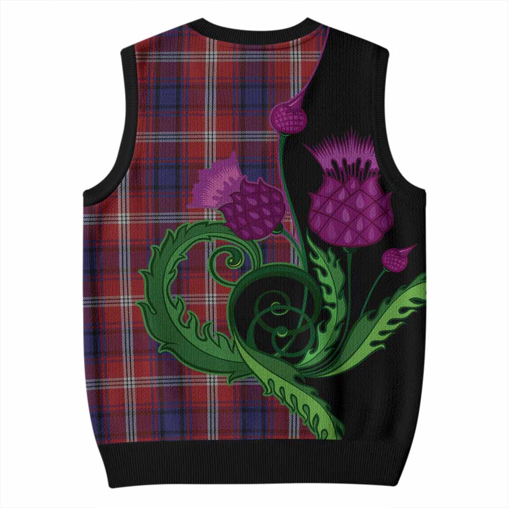 Ainslie Tartan Knitted V-Neck Vest Traditional Scottish Thistle