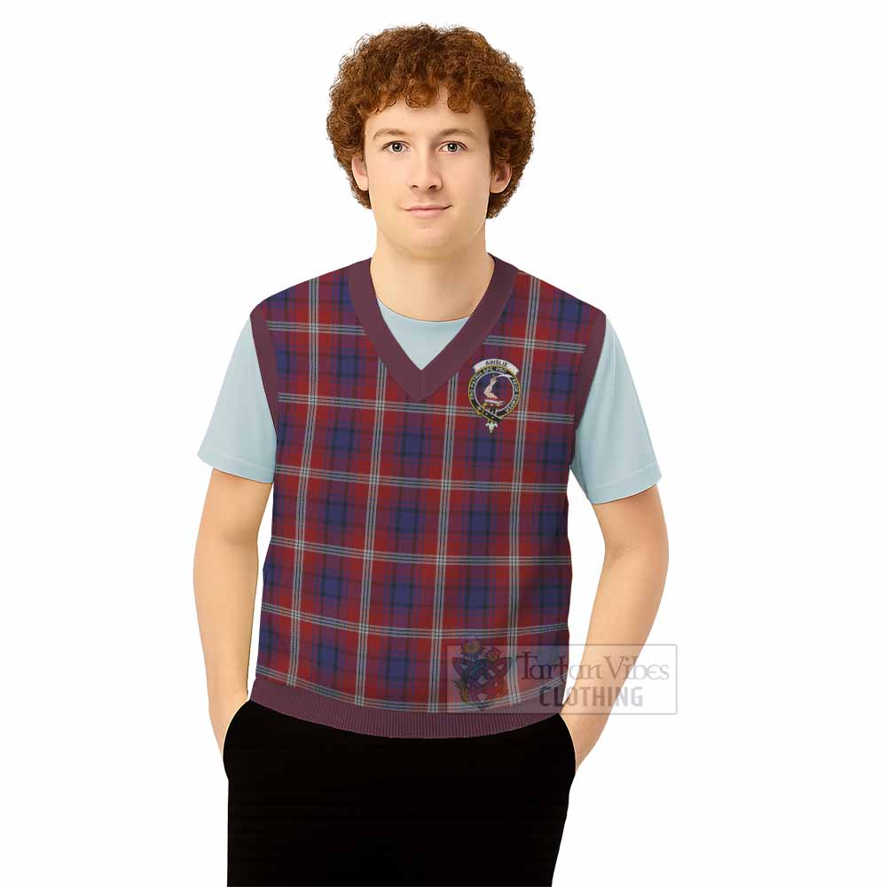 Ainslie Tartan Knitted V-Neck Vest with Family Crest - Tartan Vibes Clothing