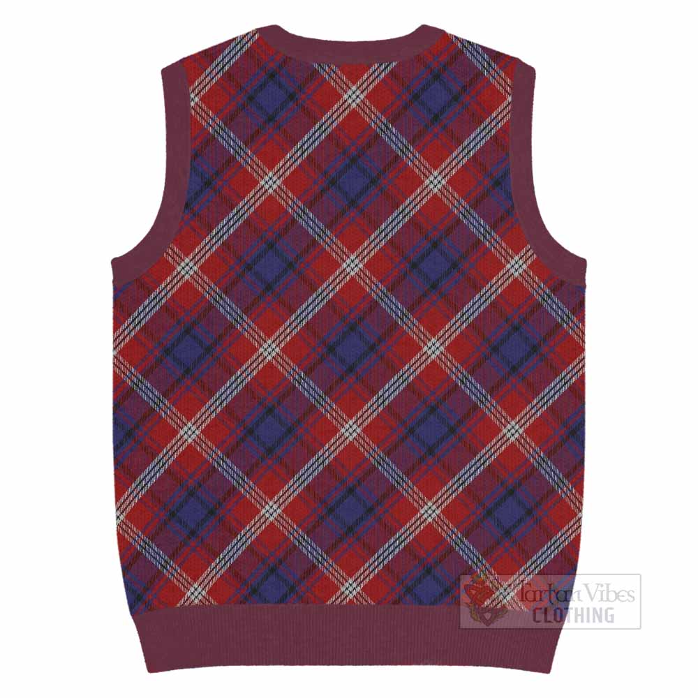 Ainslie Tartan Knitted V-Neck Vest with Family Crest Cross Style