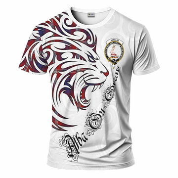 Ainslie Tartan Lion Roar T-Shirt Alba Gu Brath with Celtic Motifs