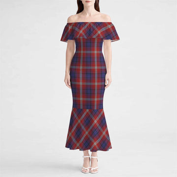 Ainslie Tartan Off Shoulder Ruffle Mermaid Maxi Dress
