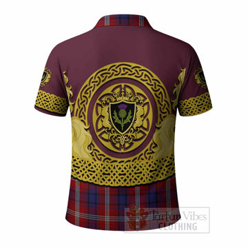Ainslie Tartan Polo Shirt Unicorn Celtic Knot And Thistle Emblem
