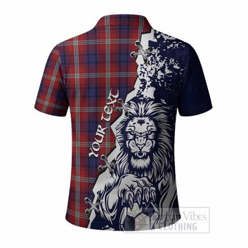 Ainslie Tartan Scottish Polo Shirt Angry Lion With Soccer Ball Style