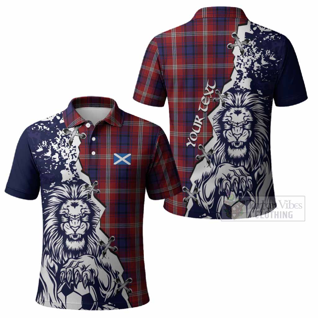 Ainslie Tartan Scottish Polo Shirt Angry Lion With Soccer Ball Style