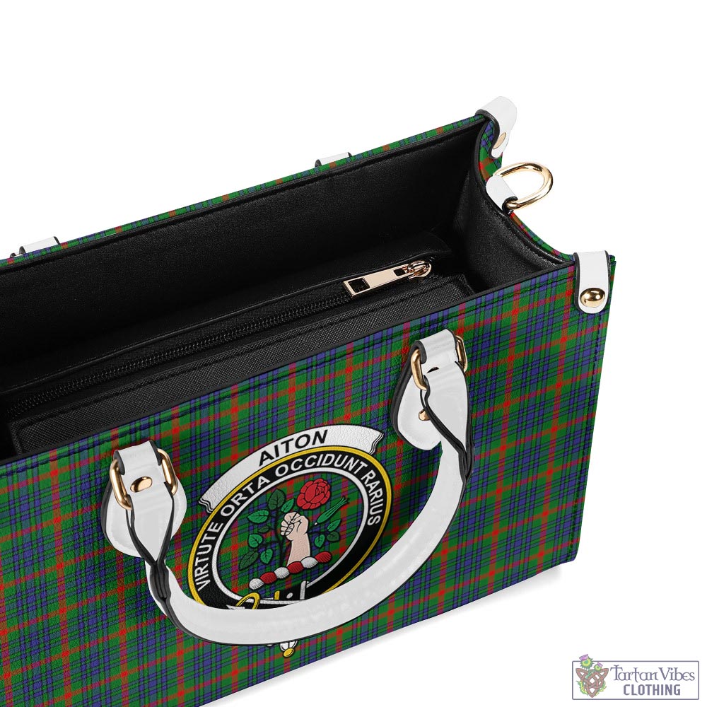 Tartan Vibes Clothing Aiton Tartan Luxury Leather Handbags with Family Crest