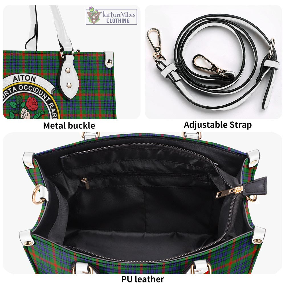 Tartan Vibes Clothing Aiton Tartan Luxury Leather Handbags with Family Crest
