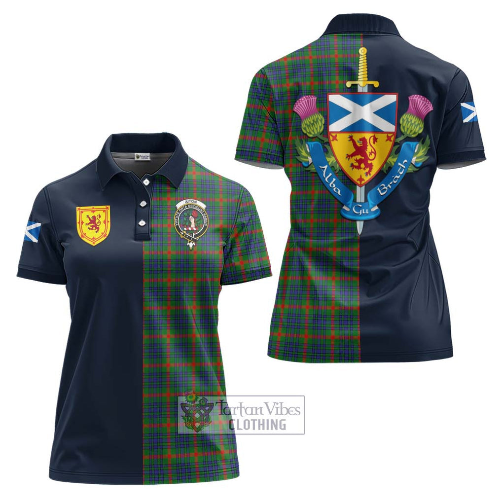Aiton Tartan Women's Polo Shirt Alba with Scottish Lion Royal Arm Half Style Unisex - Tartan Vibes Clothing