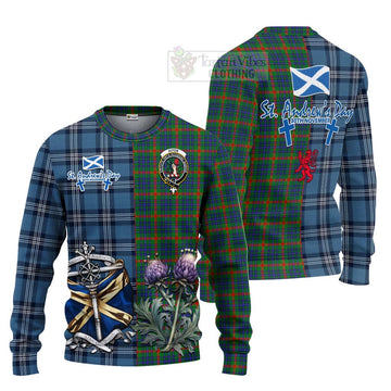 Aiton Tartan Knitted Sweater Happy St. Andrew's Day Half Tartan Style Unisex - Tartan Vibes Clothing