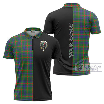 Aiton Tartan Zipper Polo Shirt with Family Crest and Half Of Me Style Unisex - Tartan Vibes Clothing