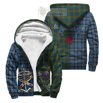 Aiton Tartan Sherpa Hoodie Happy St. Andrew's Day Half Tartan Style Unisex S - Tartan Vibes Clothing