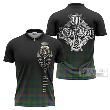 Aiton Tartan Zipper Polo Shirt Featuring Alba Gu Brath Family Crest Celtic Inspired Unisex - Tartan Vibes Clothing