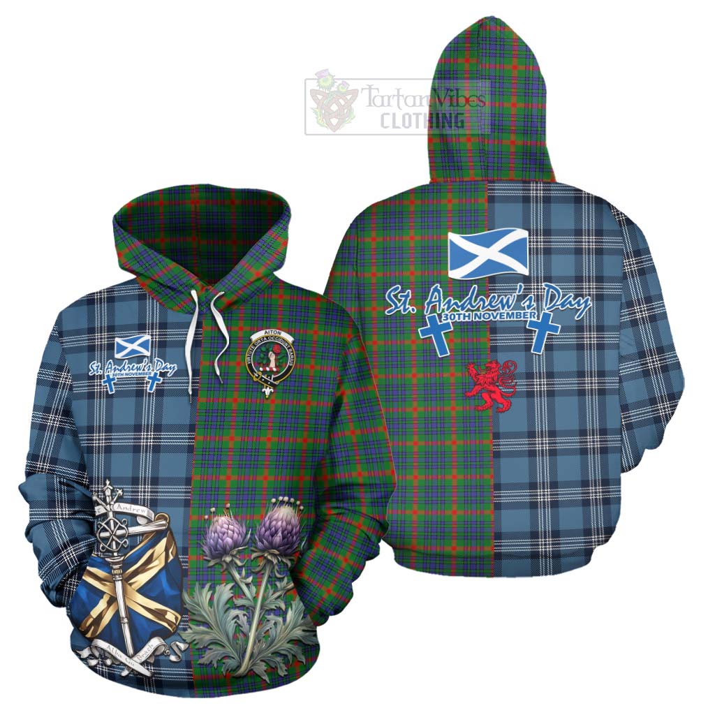 Aiton Tartan Hoodie Happy St. Andrew's Day Half Tartan Style Zip Hoodie - Tartan Vibes Clothing