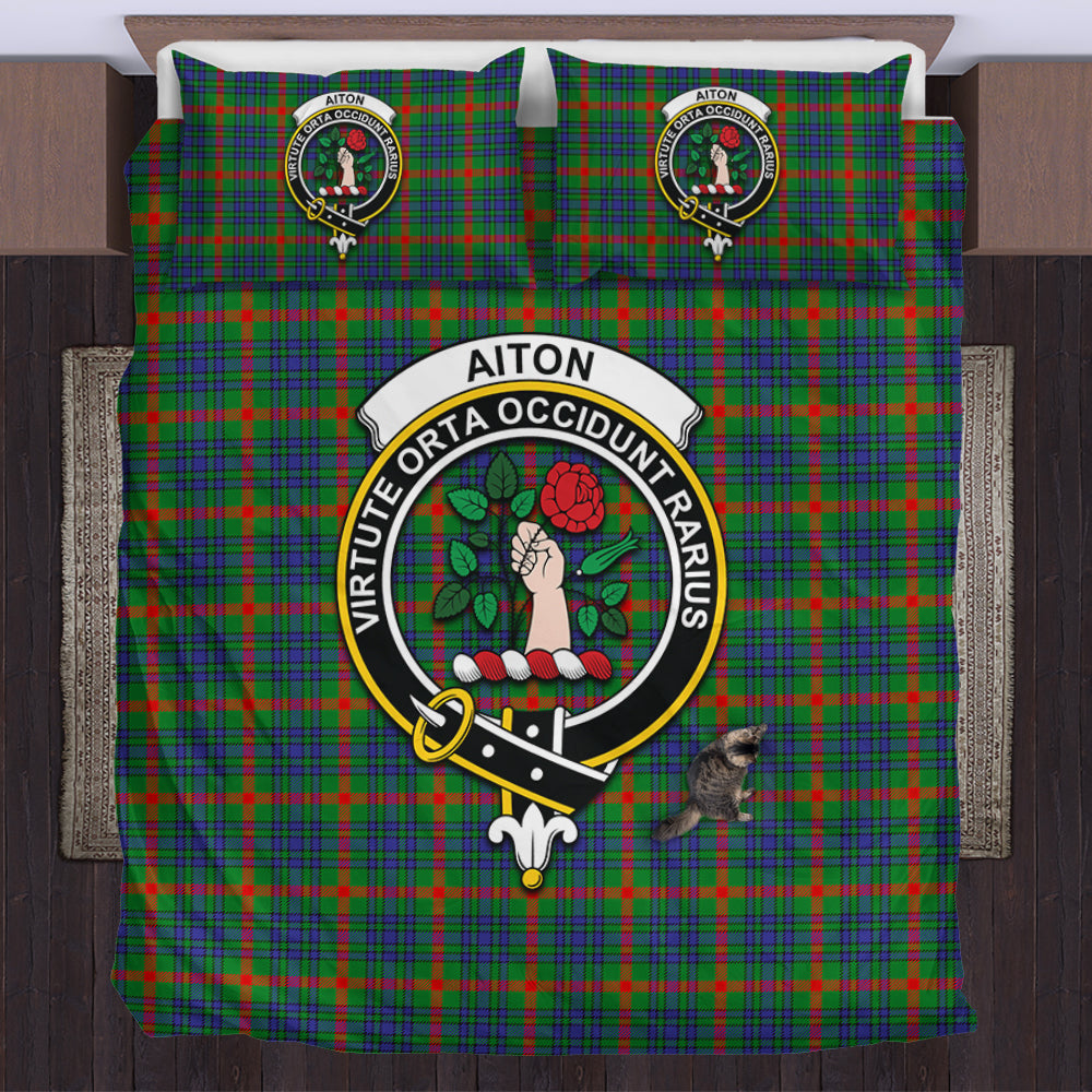 Aiton Tartan Bedding Set with Family Crest US Bedding Set - Tartan Vibes Clothing