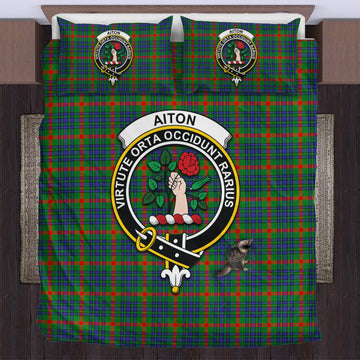 Aiton Tartan Bedding Set with Family Crest US Bedding Set - Tartan Vibes Clothing