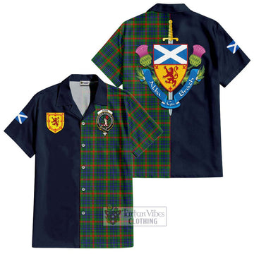 Aiton Tartan Hawaiian Shirt Alba with Scottish Lion Royal Arm Half Style Kid - Tartan Vibes Clothing