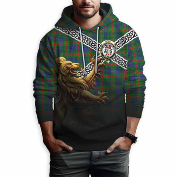 Aiton Crest Tartan Hoodie with Golden Lion Emblem Celtic Style Pullover Hoodie - Tartan Vibes Clothing
