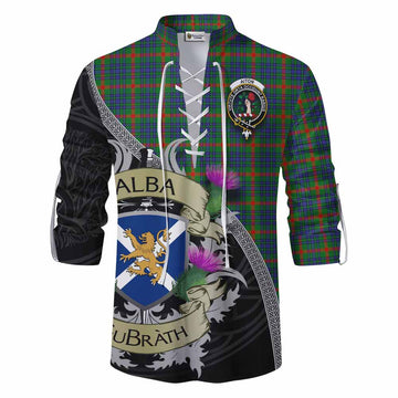 Aiton Tartan Family Crest Ghillie Kilt Shirt Lion Rampant Royal Thistle Shield Celtic Inspired Men - Tartan Vibes Clothing