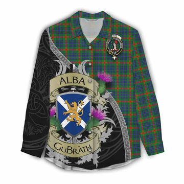 Aiton Tartan Family Crest Women's Casual Shirt Lion Rampant Royal Thistle Shield Celtic Inspired Female - Tartan Vibes Clothing