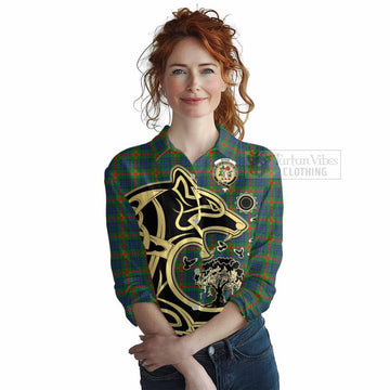 Aiton Tartan Women's Casual Shirt with Family Crest Celtic Wolf Style Female - Tartan Vibes Clothing