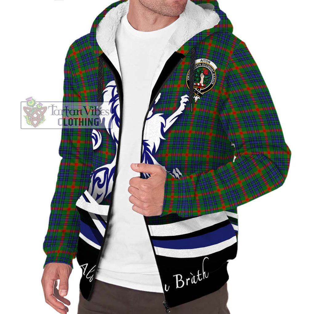 Aiton Tartan Sherpa Hoodie with Alba Gu Brath Regal Lion Emblem Unisex S - Tartan Vibes Clothing