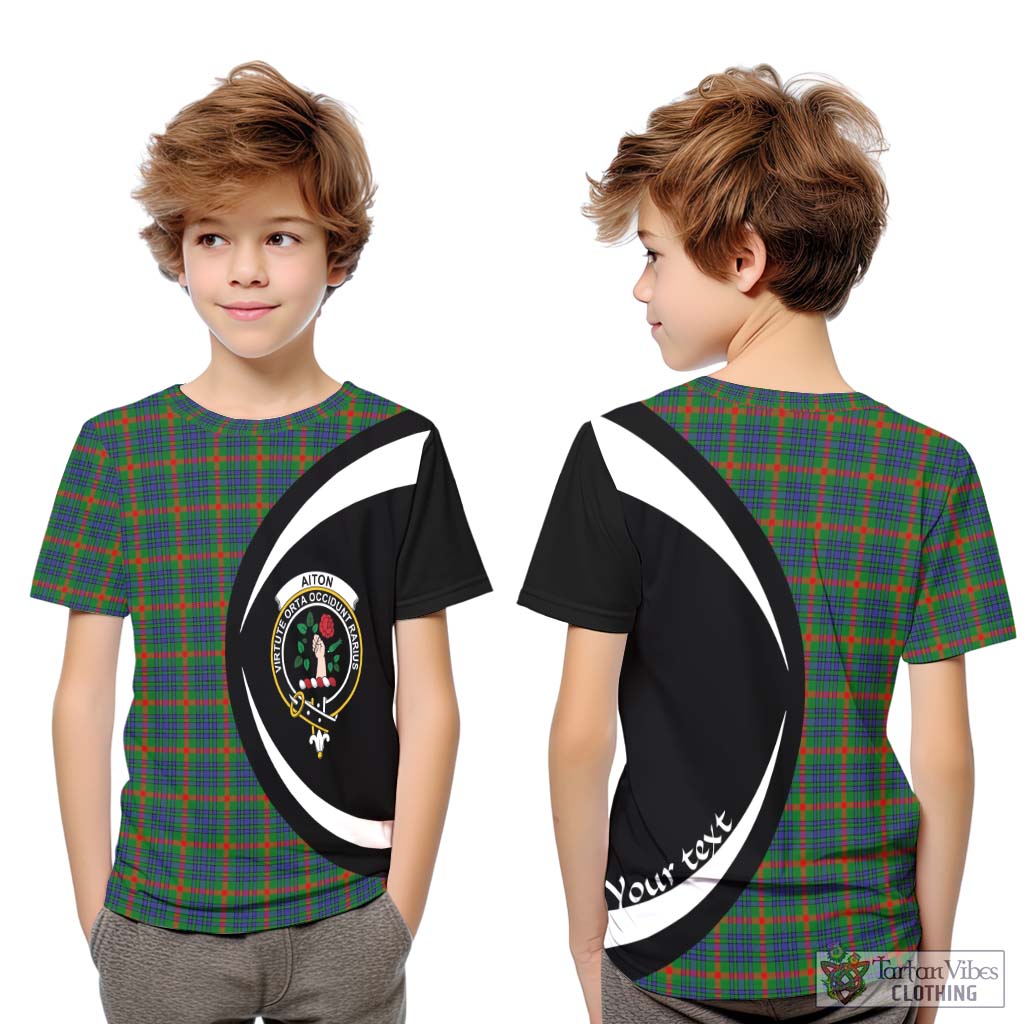 Aiton Tartan Kid T-Shirt with Family Crest Circle Style Youth XL Size14 - Tartan Vibes Clothing