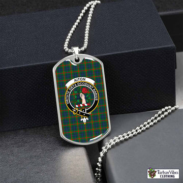 Tartan Vibes Clothing Aiton Tartan Dog Tag Necklace with Family Crest