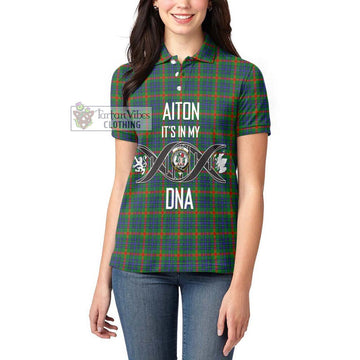 Aiton Tartan Women's Polo Shirt with Family Crest DNA In Me Style Women - Tartan Vibes Clothing