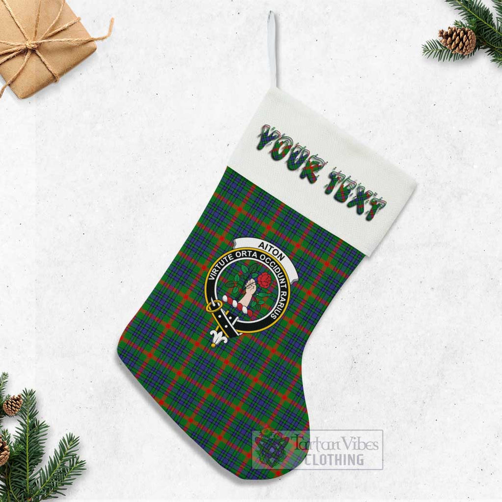 Aiton Tartan Family Crest Christmas Stocking with Personalized Text - Tartan Vibes Clothing