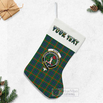 Aiton Tartan Family Crest Christmas Stocking with Personalized Text - Tartan Vibes Clothing