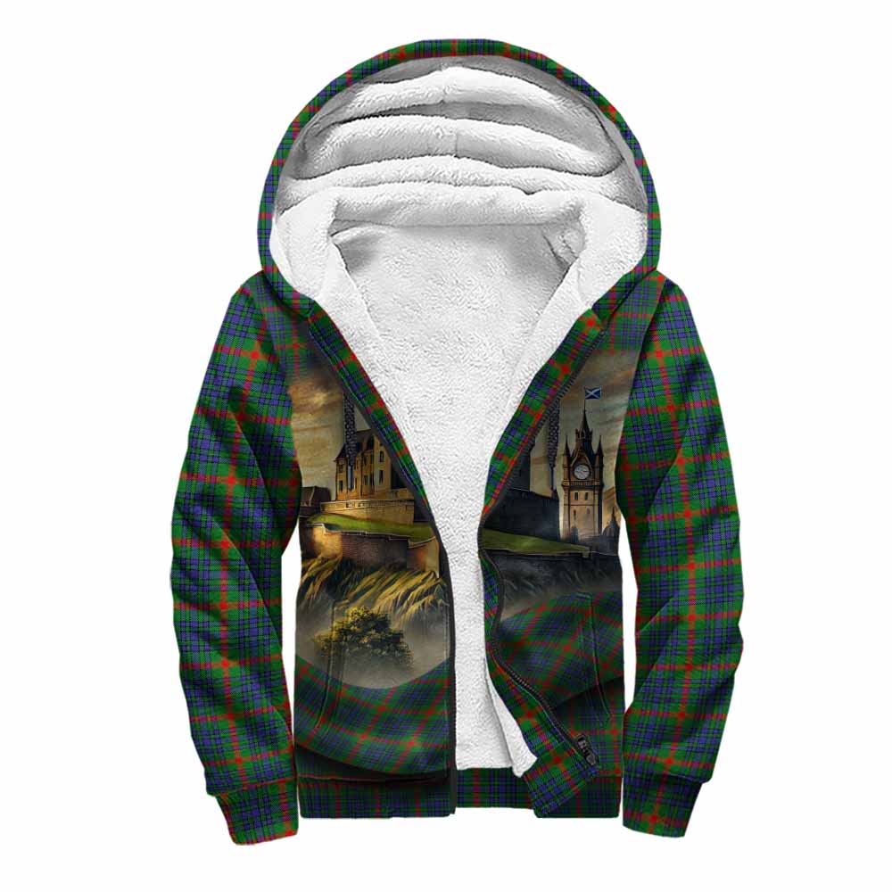Aiton Tartan Family Crest Sherpa Hoodie with Scottish Ancient Castle Style Unisex S - Tartan Vibes Clothing