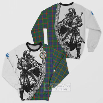 Aiton Tartan Clan Crest Sweatshirt with Highlander Warrior Celtic Style Unisex - Tartan Vibes Clothing