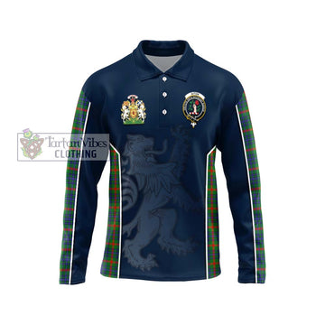 Aiton Tartan Long Sleeve Polo Shirt with Family Crest and Lion Rampant Vibes Sport Style Unisex - Tartan Vibes Clothing