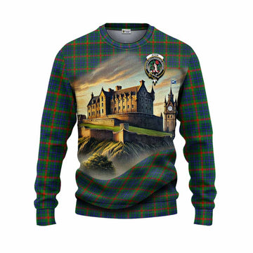 Aiton Tartan Family Crest Knitted Sweater with Scottish Ancient Castle Style Unisex - Tartan Vibes Clothing