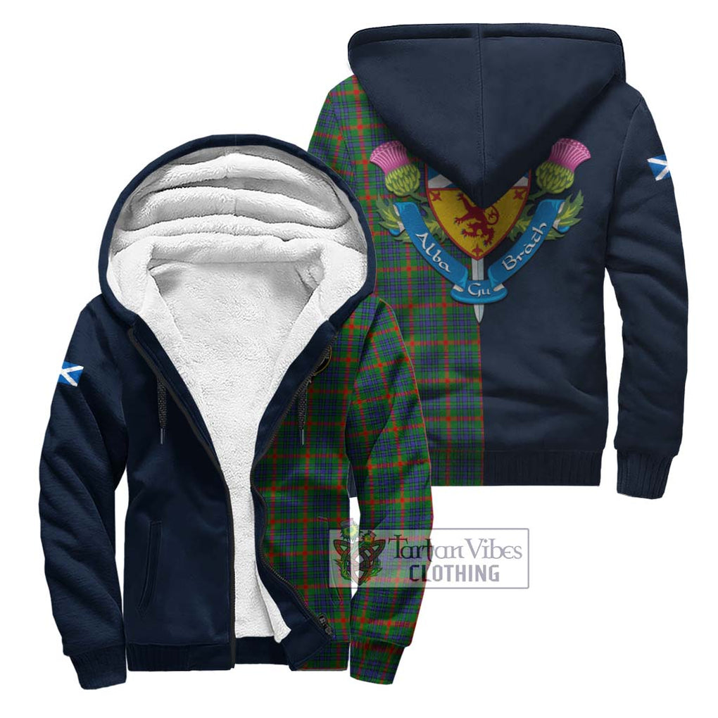 Aiton Tartan Sherpa Hoodie Alba with Scottish Lion Royal Arm Half Style Unisex S - Tartan Vibes Clothing
