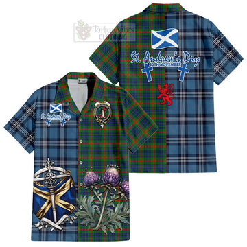 Aiton Tartan Hawaiian Shirt Happy St. Andrew's Day Half Tartan Style Kid - Tartan Vibes Clothing