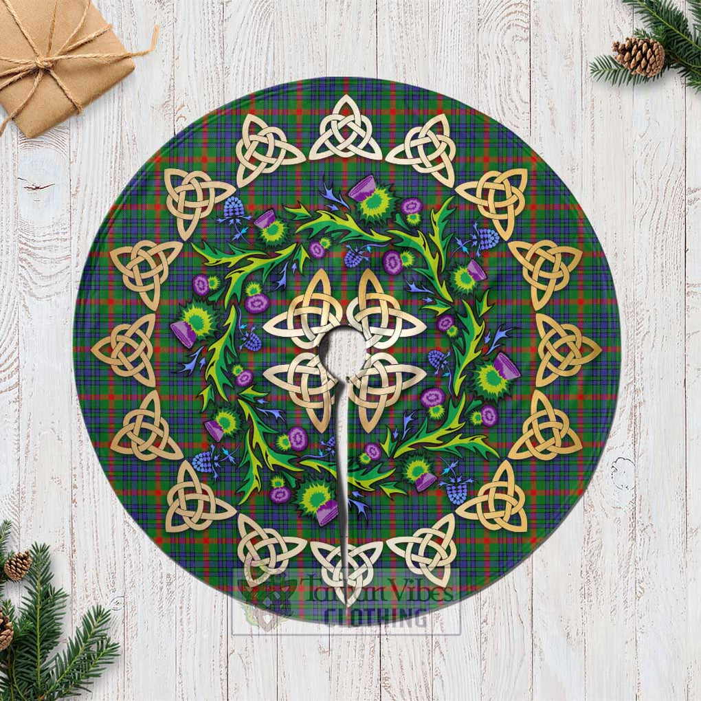 Aiton Tartan Christmas Tree Skirt with Thistle Celtic Knot Style Casual Tree Skirts - Tartan Vibes Clothing
