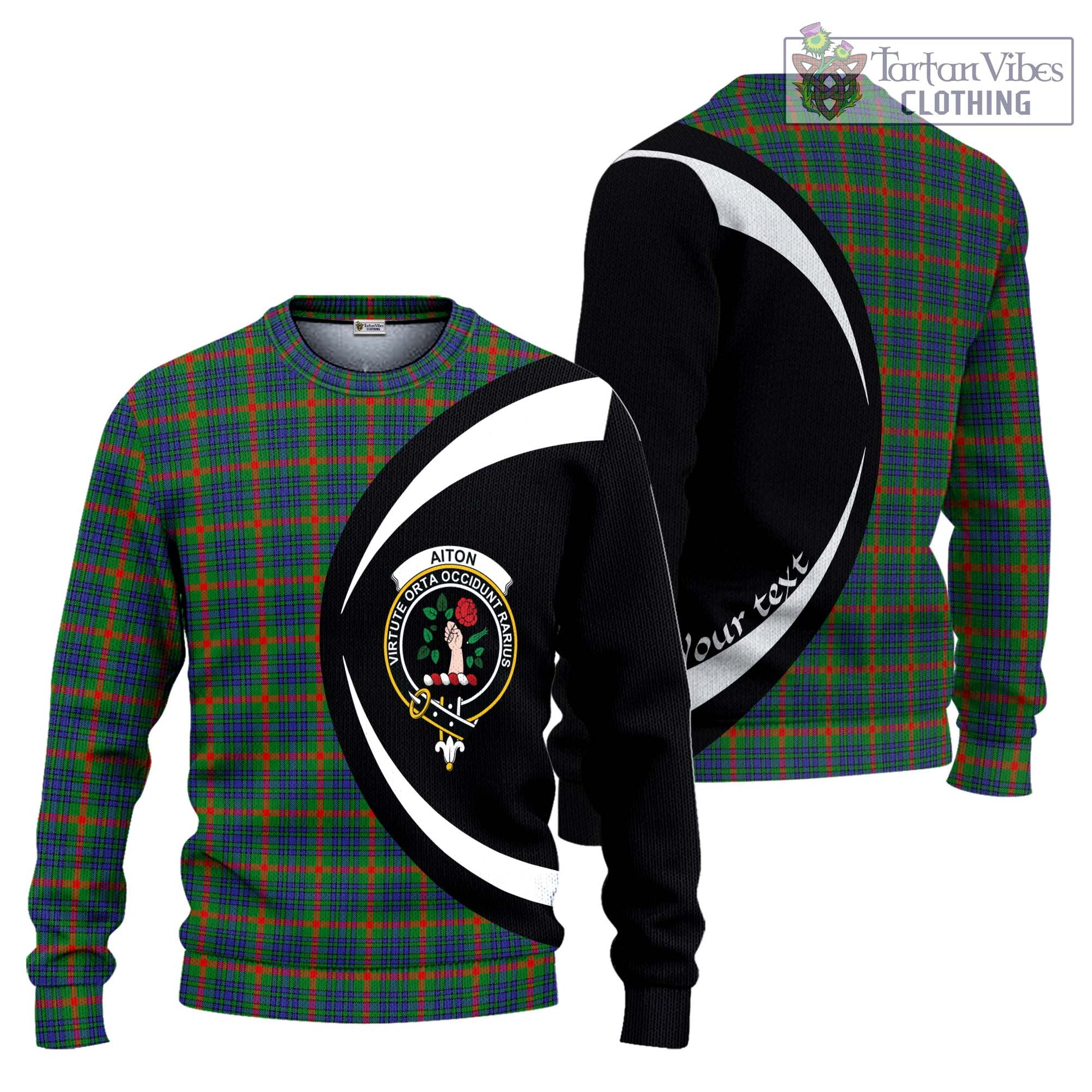 Aiton Tartan Ugly Sweater with Family Crest Circle Style Unisex - Tartan Vibes Clothing