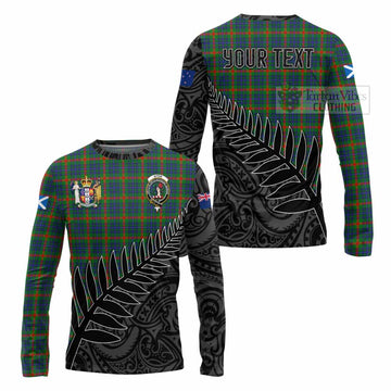 Aiton Crest Tartan Long Sleeve T-Shirt with New Zealand Silver Fern Half Style Unisex - Tartan Vibes Clothing