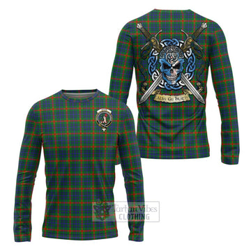 Aiton Tartan Long Sleeve T-Shirt with Family Crest Celtic Skull Style Unisex - Tartan Vibes Clothing
